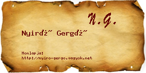 Nyirő Gergő névjegykártya